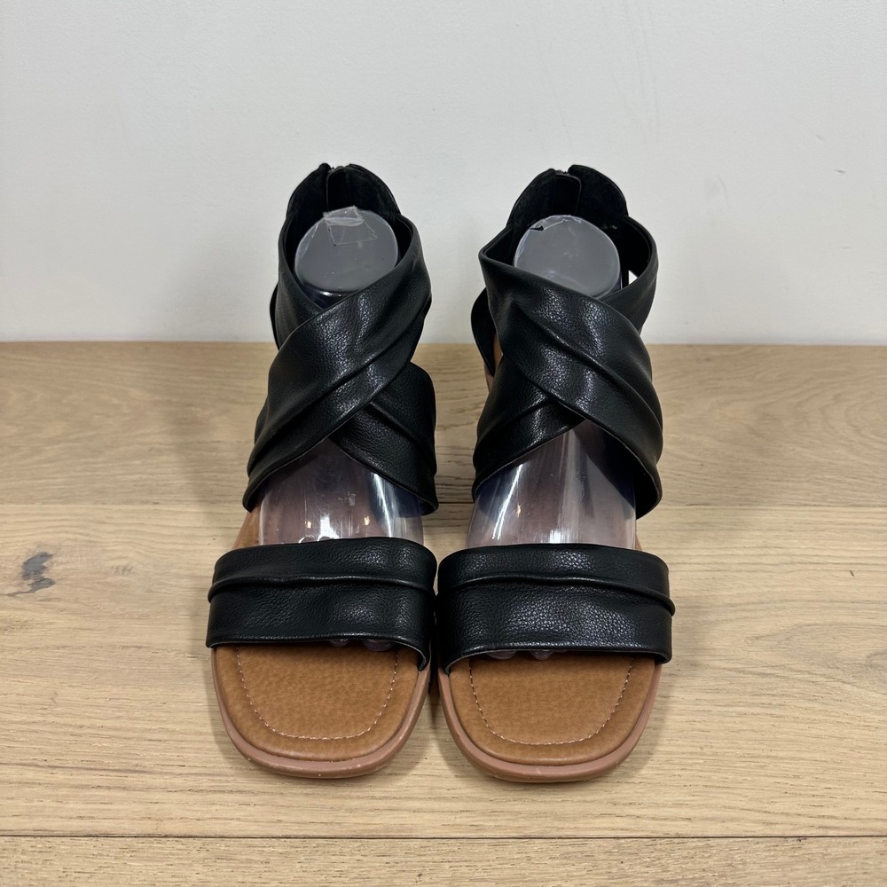 Eurosoft by Sofft Ginnifer Sandals Womens 11 Black Wedge Heel Strappy Comfort - Picture 3 of 12